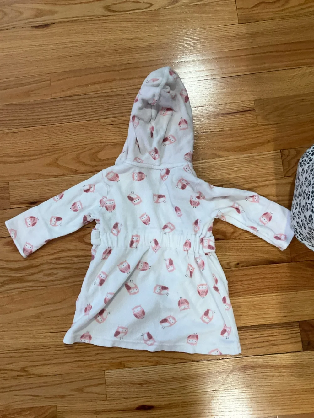 Carter's White and Pink Owl Hooded Kids Robe